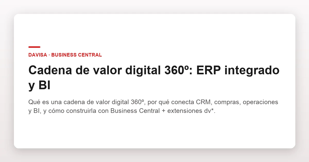 Cadena de valor digital 360º: ERP integrado y BI
