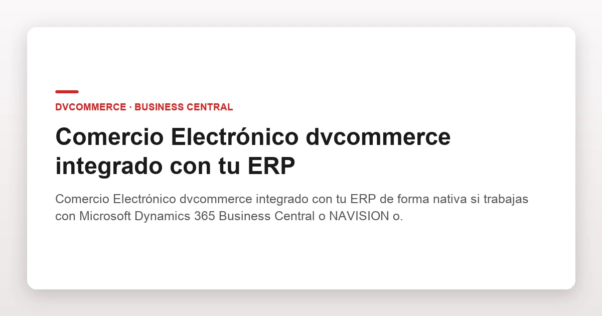 Comercio Electrónico dvcommerce integrado con tu ERP
