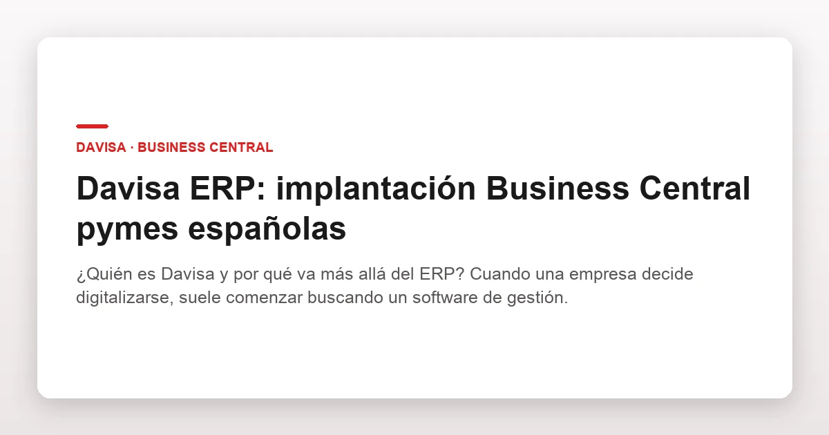 Davisa ERP: implantación Business Central pymes españolas