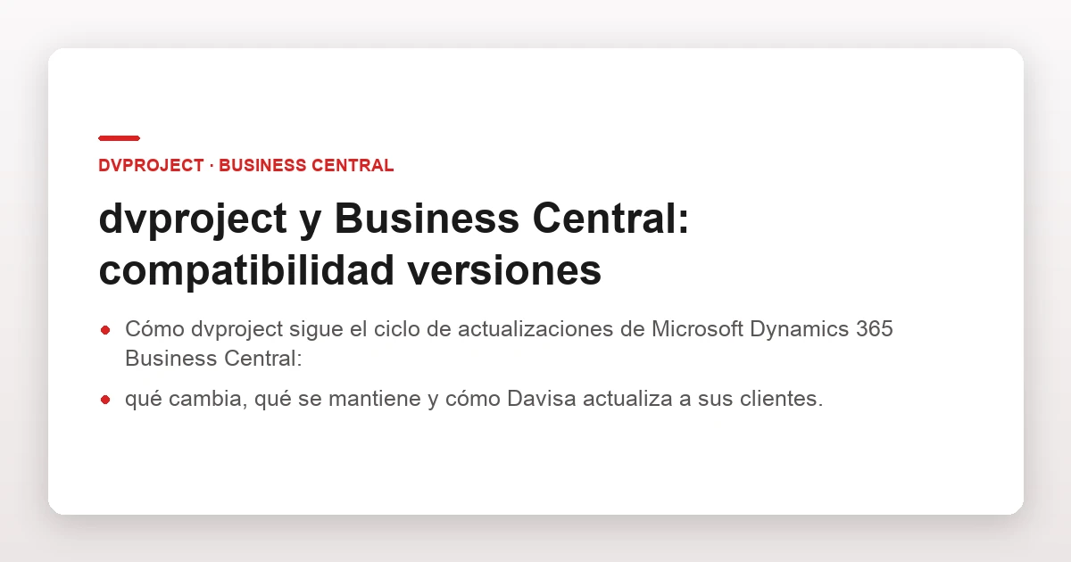 dvproject y Business Central: compatibilidad versiones