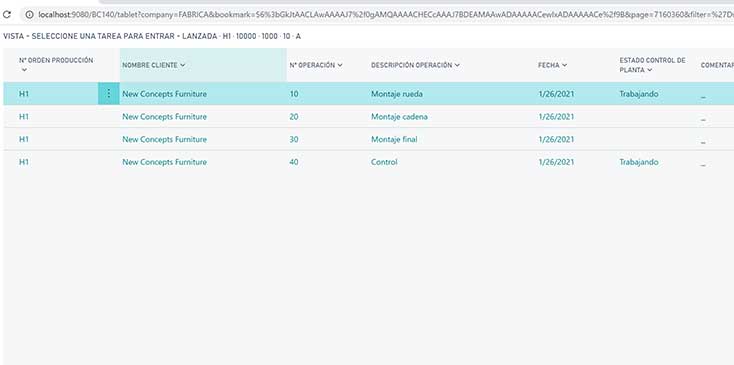 dvproduction control planta - Lista operaciones pendientes