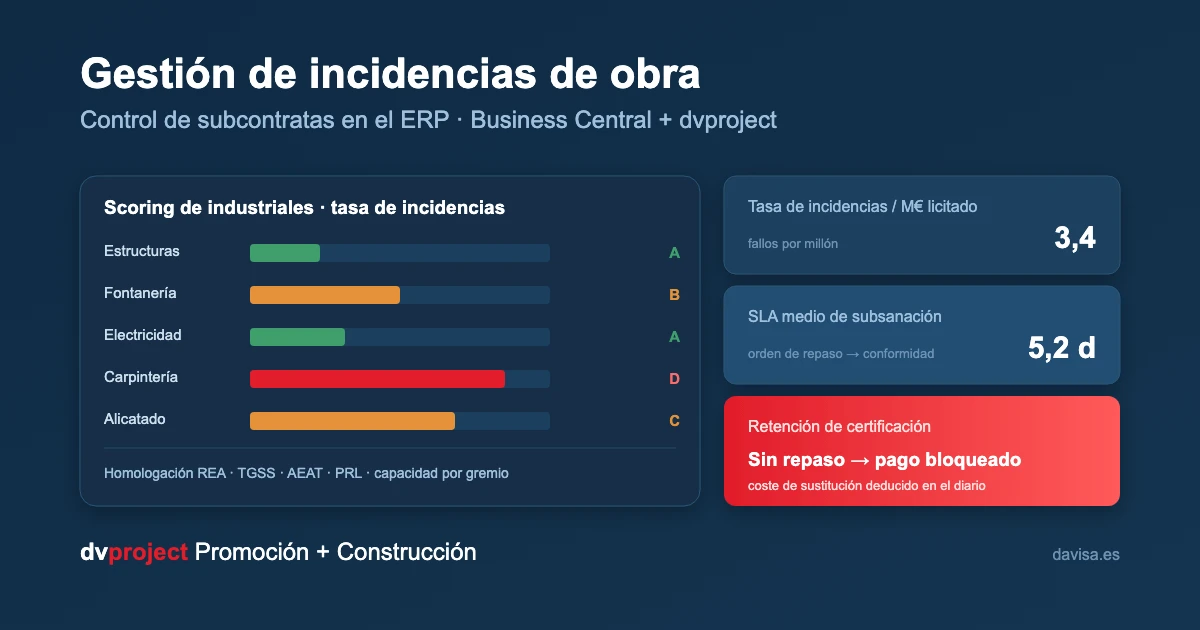 Gestión de incidencias de obra y control de subcontratas en el ERP